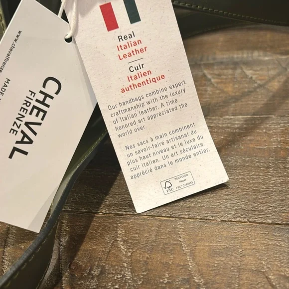 Cheval Firenze Italian leather bag. New with tags in olive green - Picture 8 of 8